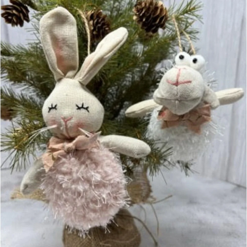 Nwt Rabbit And Sheep Ornament Set T9